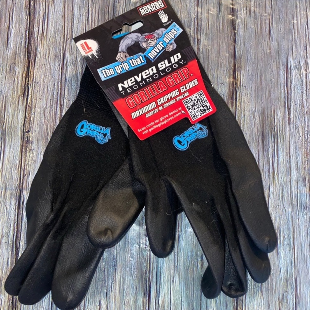 💞 New Large Grease Monkey Gorilla Grip Maximum Gripping Work Gloves